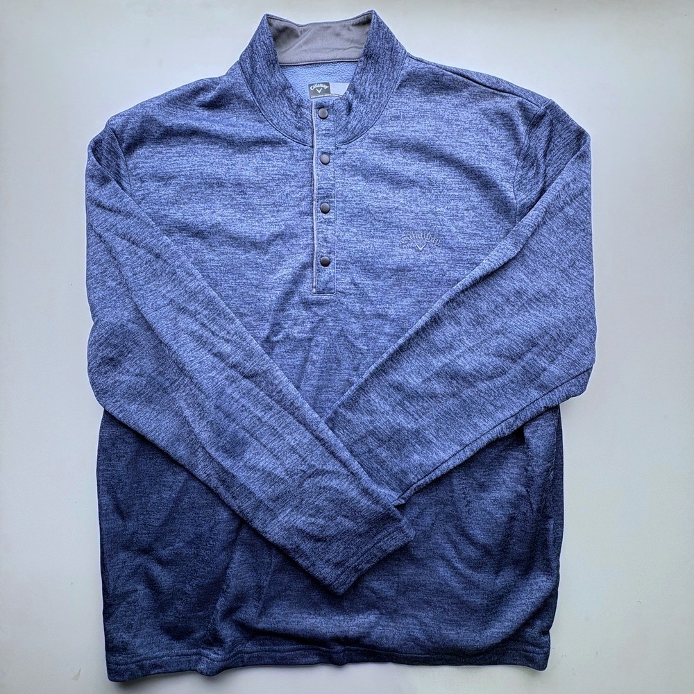 Callaway Mens X-Large Navy Blue Heathered 1/4 Zip Pullover Golf Shirt XL